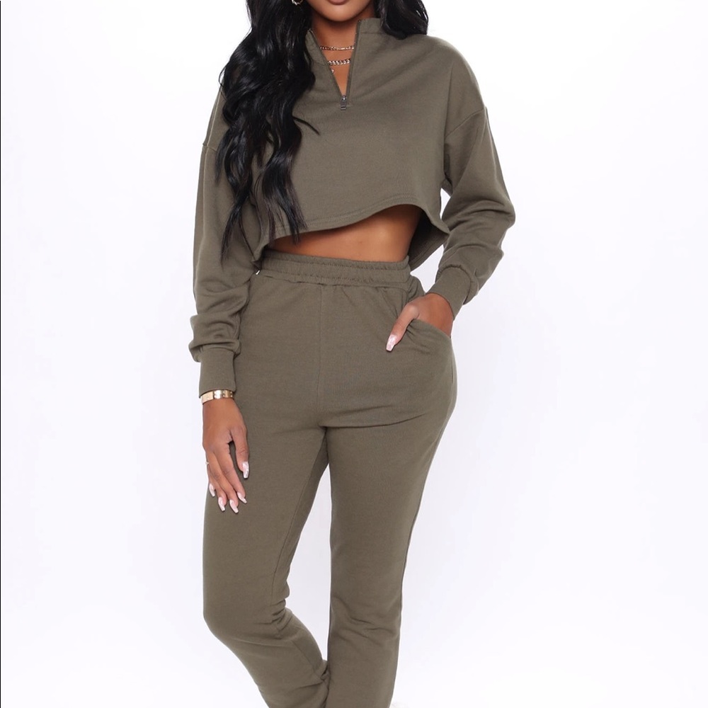 Olive Green Sweat Suit